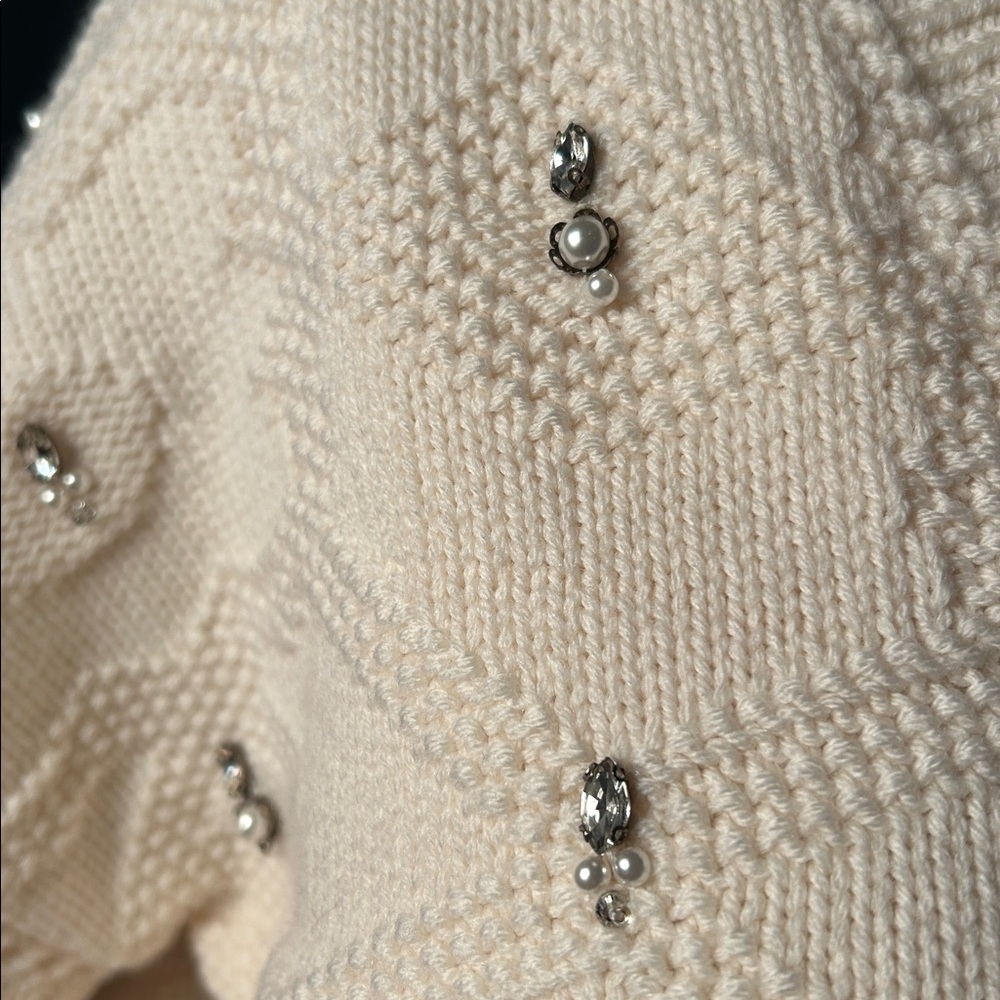 Jonathan Simkhai wool pearl rhinestone sweater - Picture 6 of 13
